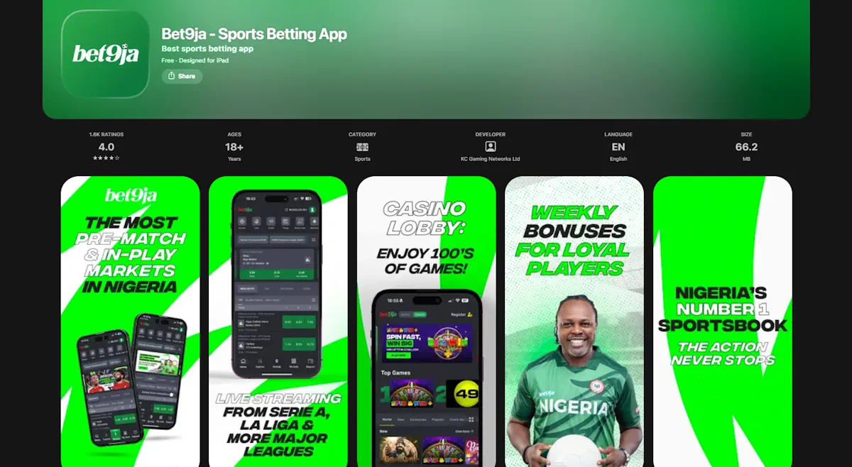 Bet9ja app from App Store Screenshot